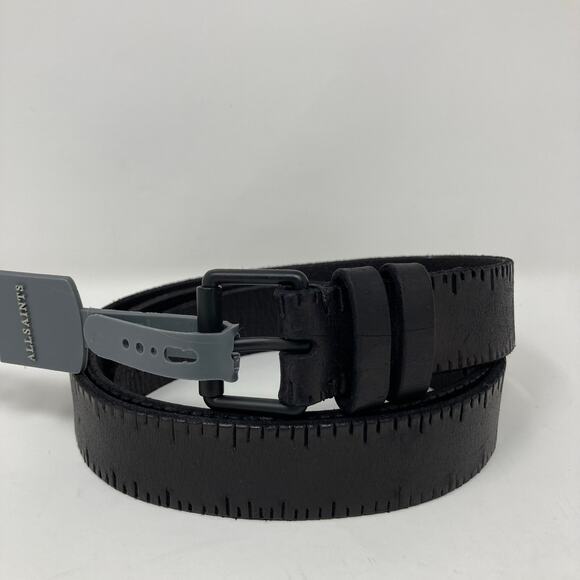 Allsaints Black Embossed Anthracite Leather Belt Size 38 AS400028 - Picture 8 of 8